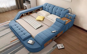 Cama de Cuero Moderna para Dormitorio, Cama Multifuncional Inteligente con Carga USB y Altavoz B2239, Cama King Size Suave B2239 B2239 - Product Image 3
