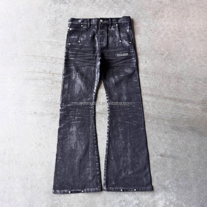 Jeans de mezclilla vintage de algodón personalizados al por mayor para hombre, de alta calidad, lavados, corte bootcut, estilo cowboy, con efecto encerado - Product Image 1