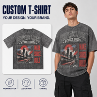 T-shirt en coton pur 250 GSM délavé à l'acide, couleur unie, coupe ample à épaules tombantes, marque privée pour hommes, vente en gros OEM ODM