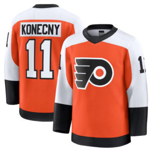 2026 Mannen Philadelphia 39 # Matvei Michkov 11 # Travis Konecny 46 # Trevor Zegras Home Premium Topkwaliteit Gestikt IJshockey Jersey - Product Image 5