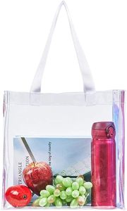 Sac fourre-tout holographique en PVC blanc transparent de haute qualité pour les jeux sportifs, le travail et les voyages, avec logo personnalisé - Product Image 3