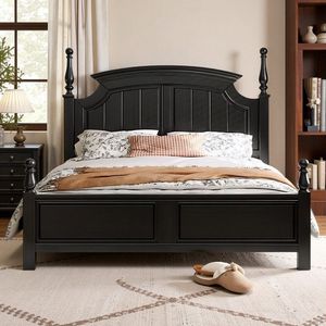 <span class=keywords><strong>Lit</strong></span> en bois massif de style campagnard américain vintage du milieu du siècle Boîtes de rangement personnalisables pour <span class=keywords><strong>lit</strong></span> double - Product Image 6