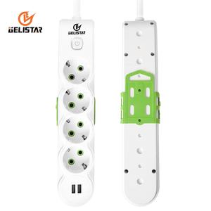 Tira de alimentación con <span class=keywords><strong>protección</strong></span> contra <span class=keywords><strong>sobretensiones</strong></span>, enchufe de extensión de 10a, 2 Usb, 4 salidas, 2,7 m, Alemania, el más vendido - Product Image 2