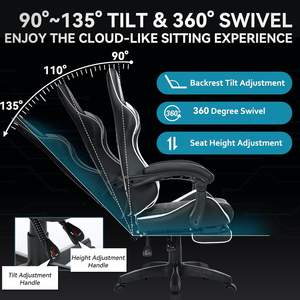 Vente en gros OEM Chaise de gamer à hauteur réglable Chaise de gamer de course d'ordinateur PC avec repose-pieds - Product Image 3