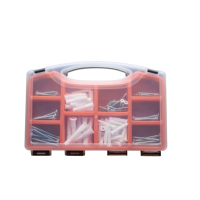 Kit d'assortiment de 148 vis autoperceuses et chevilles murales en plastique, multi-tailles, quincaillerie de fixation pour la construction domestique, OEM, garantie 1 an