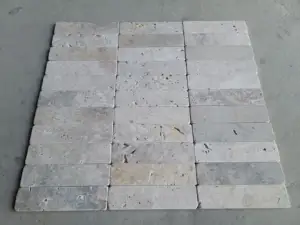 SHIHUI Wholesale French Pattern Paver Tumbled Tile Henan Natural Marble Modern Design Blue And White Color Travertine Tile