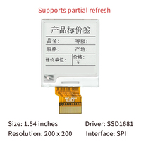 Layar Tinta Elektronik 1,54 Inci Resolusi 200*200 Driver SSD1681 Hitam Putih EPD E-Paper E-Ink Display