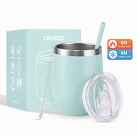 Gobelet à café isotherme double paroi en forme d'œuf de 12 oz, personnalisable avec logo, en acier inoxydable sans BPA, avec couvercle, vente en gros