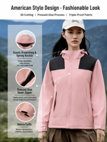 Veste d'extérieur unisexe personnalisée à capuche rigide, coupe-vent, imperméable, chaude, épaisseur standard, avec doublure en coton intégrée, pour la randonnée et le camping, avec fermeture éclair
