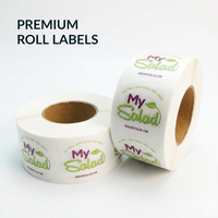 Étiquettes alimentaires transparentes imperméables en rouleau, étiquettes personnalisées imprimées pour boîtes à salade, autocollants en vinyle avec logo pour emballage