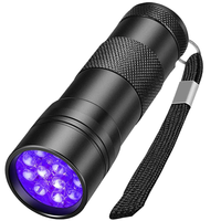 Lampes de poche UV1 Taidarui étanches à lumière noire, 12 LED 395nm, mini lampe torche détecteur de taches d'urine d'animaux