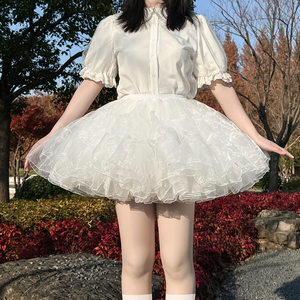 Robe de bal de mariée courte blanche Cosplay <span class=keywords><strong>jupon</strong></span> sous-jupe Crinoline <span class=keywords><strong>Tulle</strong></span> plissé avec technique à volants pour Cosplay - Product Image 3