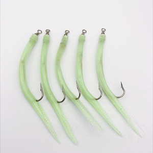Kit de leurres souples artificiels en forme d'anguille, crochet en acier inoxydable, tube flexible, brille dans le noir, pour la pêche en lac, en rivière et en mer - Product Image 2