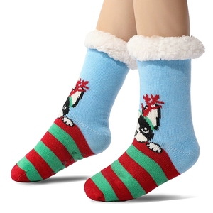 Chaussettes de pantoufles antidérapantes à motif de renne de Noël pour femmes chaussons doublés en polaire Ultra en peluche chaussettes de maison de sol chaudes et confortables pour l'hiver - Product Image 2