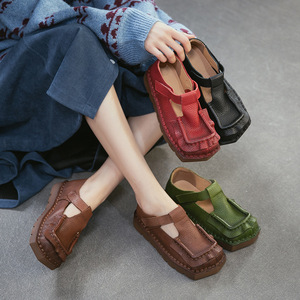 Spring new style <b>pointed</b>-<b>toe</b> platform comfortable business casual big-top shoes casual retro style smooth cowhide women's shoes - Product Image 5