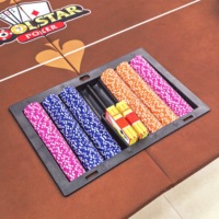 Baki Chip Poker ABS Kapasitas 350 yang Tahan Lama dengan Tempat Kartu, 8 Baris, Gaya Kasino, Siap Pakai untuk Perlengkapan Ruang Poker