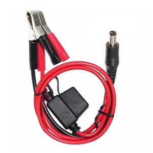 Car Booster Cable Dc5.5*2.5 Connector Extension Cord Alligator Crocodile Clip To Black Socket Outlet