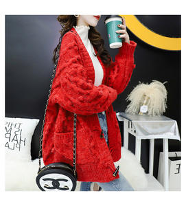 Maglione Cardigan fatto <span class=keywords><strong>a</strong></span> <span class=keywords><strong>mano</strong></span> alla moda autunno e inverno taglia libera <span class=keywords><strong>donna</strong></span> di moda con palline - Product Image 6