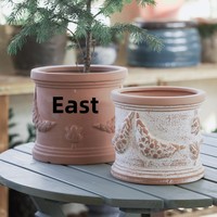 Pot Tanah Liat Merah Gaya Romawi Kuno, Wadah Tanah Liat Rustic, Pot Bunga Vintage, Finishing Tua, Perlengkapan Taman, Dekorasi Balkon