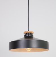 Luminaire suspendu en fer de style nordique avec source de lumière LED/à économie d'énergie, couleur noir/blanc, avec intérieur blanc (C063-280)