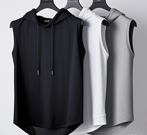 Gilet Casual <span class=keywords><strong>senza</strong></span> <span class=keywords><strong>maniche</strong></span> da uomo con <span class=keywords><strong>cappuccio</strong></span> e t-shirt con lacci comode felpe e felpe - Product Image 1