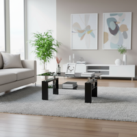 Table basse moderne en verre trempé transparent de 8 mm d'épaisseur, disponible en blanc et noir, tables carrées pour le salon, meubles de salon