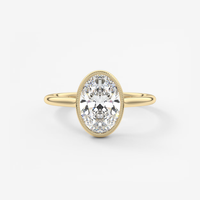 Bague de fiançailles solitaire ovale 2 carats avec halo et bande simple, diamant de laboratoire, or massif 14K/18K, certifié IGI, CVD/HPHT, personnalisable