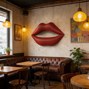 ML-WD061 Escultura de Pared de Madera Roja Hecha a Mano con Arte Folclórico Sostenible, Decoración para el Hogar, Salón de Belleza o Taller - Product Image 5