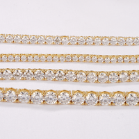 Bracelets en or jaune plaqué Starsgem prêts à être expédiés, 3 mm, 4 mm, 5 mm, 6 mm, bracelet tennis rond en argent avec moissanite