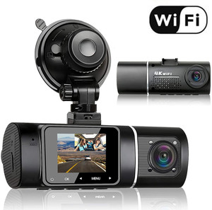 Ống kính kép Xe DVR lái xe ghi video ghi phía sau xem máy ảnh xe tầm nhìn ban đêm hộp đen 4k Dashcam với wifi - Product Image 3