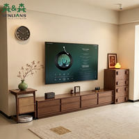 SLS 2026 Nouveau Modèle Luxe Moderne Meuble TV sur Pied Réglable avec Rangement Intégré pour Salon, Table Basse en Bois et Meuble TV Tout-en-un