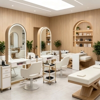 Solution tout-en-un : table de maquillage personnalisée avec miroir LED, miroir de salon de coiffure, station de maquillage, design moderne, durable et écologique