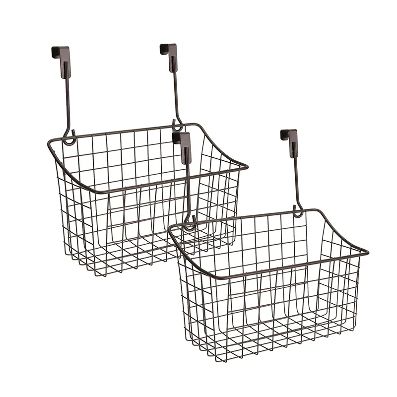 Panier de rangement en fil métallique, au dessus du meuble, support de organisateur de porte, à suspendre en grille