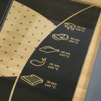 Kaca Tempered Sablon Sutra Hitam untuk Kontrol Peralatan Dapur, Penghisap Asap Dapur Pintar Rumah Tangga