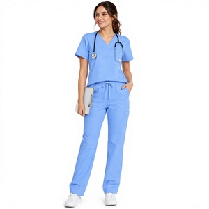 Polyester Cotton Nurse Medical Scrubs Set for Unisex Hospital Use Scrubs Top and Pants - Product Image 1
