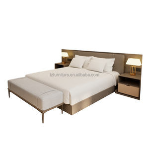 Fournisseur d'ameublement pour chambres d'hôtel commercial 3 étoiles : Ensemble de chambre double, lit king size, lit queen size, lit simple avec tête de lit moelleuse et table de chevet - Product Image 2