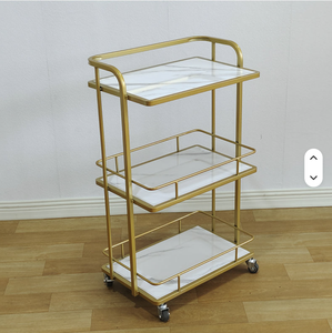 Luxury Golden Frame Small <b>Tool</b> Car Modern Portable Beauty Salon Furniture 3 Tier Removable Salon Trolley with Wheels - Product Image 1