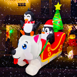 Décorations de Noël d'extérieur de 5 pieds, bonhomme de neige <span class=keywords><strong>gonflable</strong></span>, ours polaire <span class=keywords><strong>gonflable</strong></span>, <span class=keywords><strong>pingouin</strong></span> <span class=keywords><strong>gonflable</strong></span> sur traîneau, décorations d'intérieur - Product Image 5