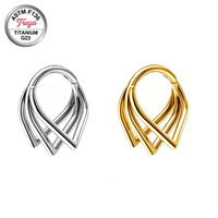 Anneau de piercing pour le nez en titane G23 ASTM F136 poli miroir en forme de goutte d'eau, clicker pour septum, hypoallergénique, anneau pour l'oreille Daith, bijoux de corps