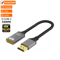 Adaptateur actif Justlink 0,2 m DP vers HDMI, prend en charge la résolution 4K 60 Hz, câble adaptateur ultra haute définition DP vers HDMI pour moniteur HDTV