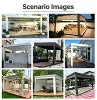 Pergola motorisée à lames orientables en aluminium, style moderne, gazebo sur mesure, auto-installable, résistante au vent et à la neige, pavillon de patio extérieur