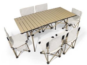 Bộ bàn ghế xếp gọn ngoài trời di động, kèm bàn gấp kiểu trứng cuộn, dùng cho tiệc nướng ngoài trời & dã ngoại, ăn uống sân vườn - Product Image 5