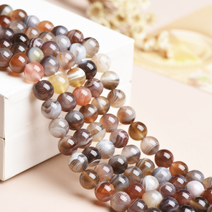 Perline Rotonde in <span class=keywords><strong>Agata</strong></span> del Botswana Nera e <span class=keywords><strong>Marrone</strong></span> Naturale da 4mm, 6mm, 8mm, 10mm, 12mm, Certificate da Terze Parti - Product Image 2