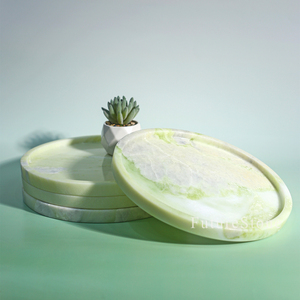 Plateau rond moderne et élégant en marbre naturel avec motif floral pour l'organisation de la vanité de la salle de bain et la présentation de <span class=keywords><strong>bijoux</strong></span> - Product Image 2