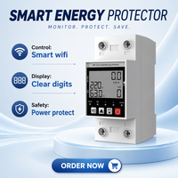 Protecteur de surtension et de sous-tension intelligent WIFI monophasé, commande à distance par application mobile, relais temporisé, rail DIN pour système d'automatisation domestique
