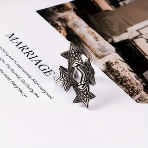 Star <b>Ring</b> Men's Multi Star Overlapping <b>Titanium</b> Steel Index Finger Rock <b>Ring</b> SA953 - Product Image 1