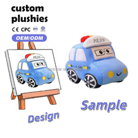 Coussin en peluche super doux personnalisé fait main, motif ambulance de dessin animé Kawaii, avec rembourrage en coton PP, idéal pour la décoration de voiture d'anniversaire