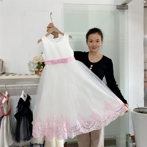 Vestido Rosa Nuevo encaje largo ropa de actuación para niños niñas buena calidad vestido de Navidad muy largo - Product Image 3