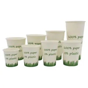 Lido 도매 사용자 정의 인쇄 로고 8 온스 플라스틱 무료 생분해 성 일회용 종이 컵