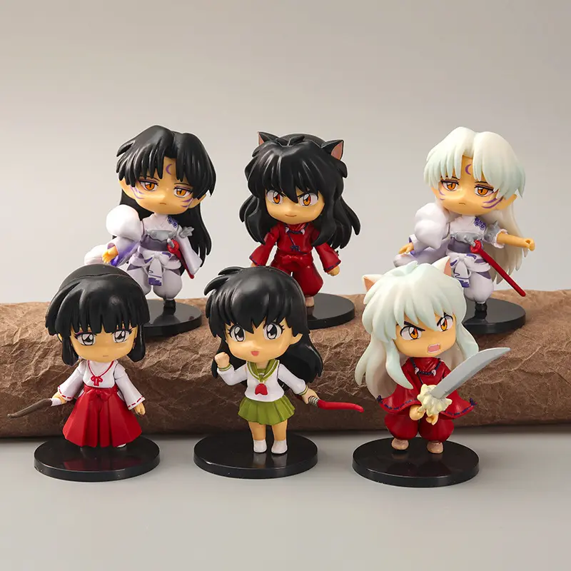 6 cái/bộ phim hoạt hình trang trí PVC Búp Bê yaksha hình thiết lập inuyasha Anime Hành động Hình